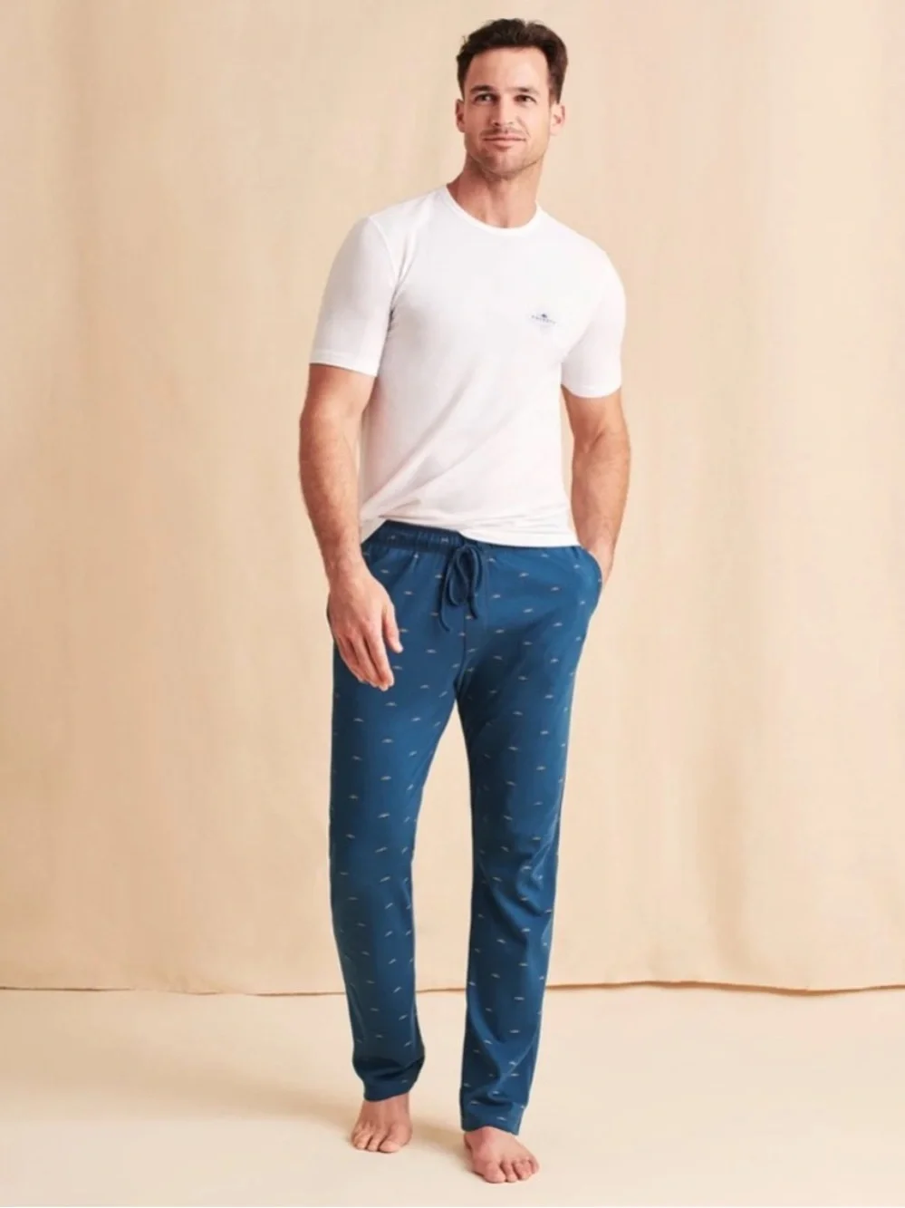 Faherty x Roller Rabbit Simon Blue Mini Wave Pajama Pants Mens Size XL Lounge